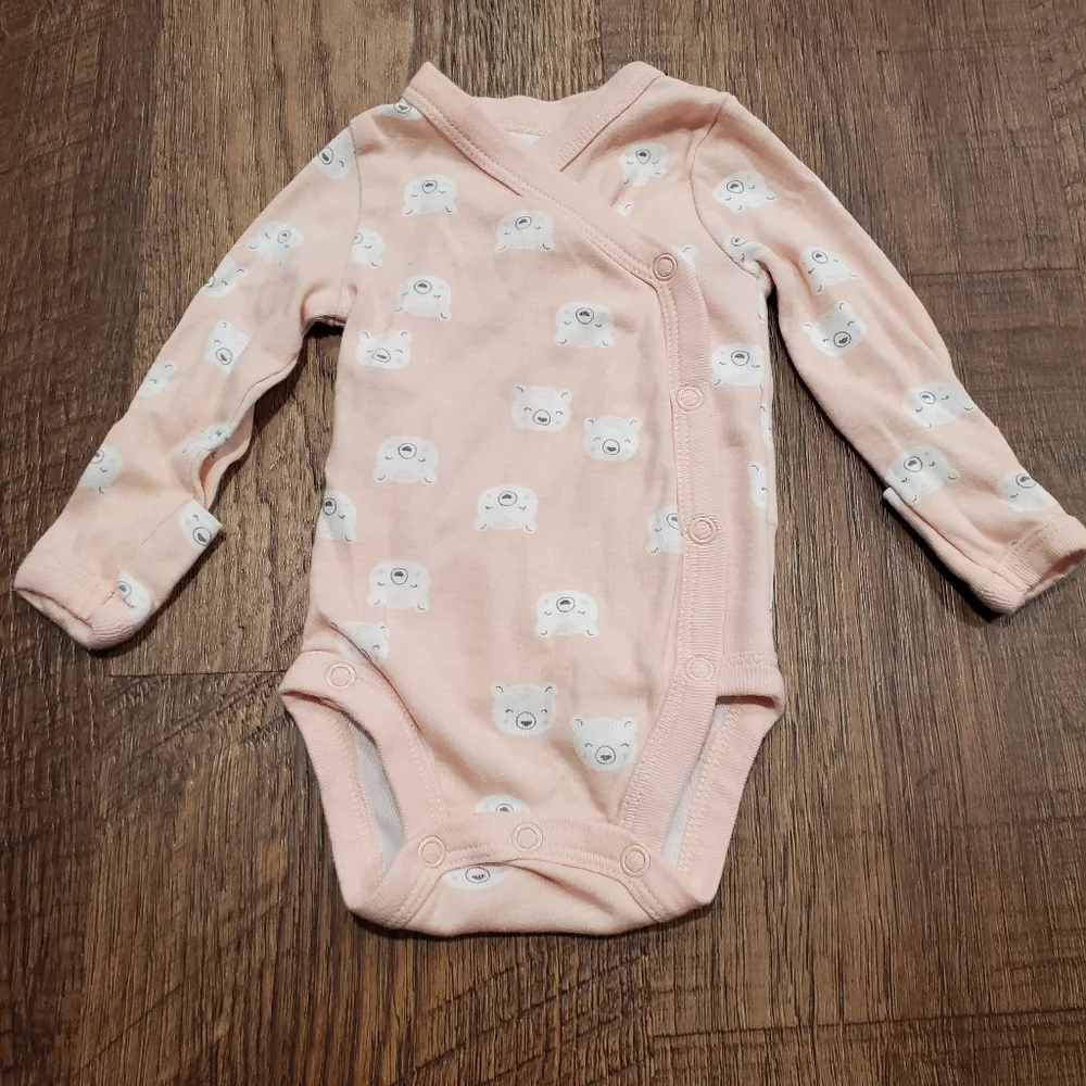 Carters Baby Cotton Matching Set Pink Gray Bear Bodysuit Polka Dot Leggings Hat